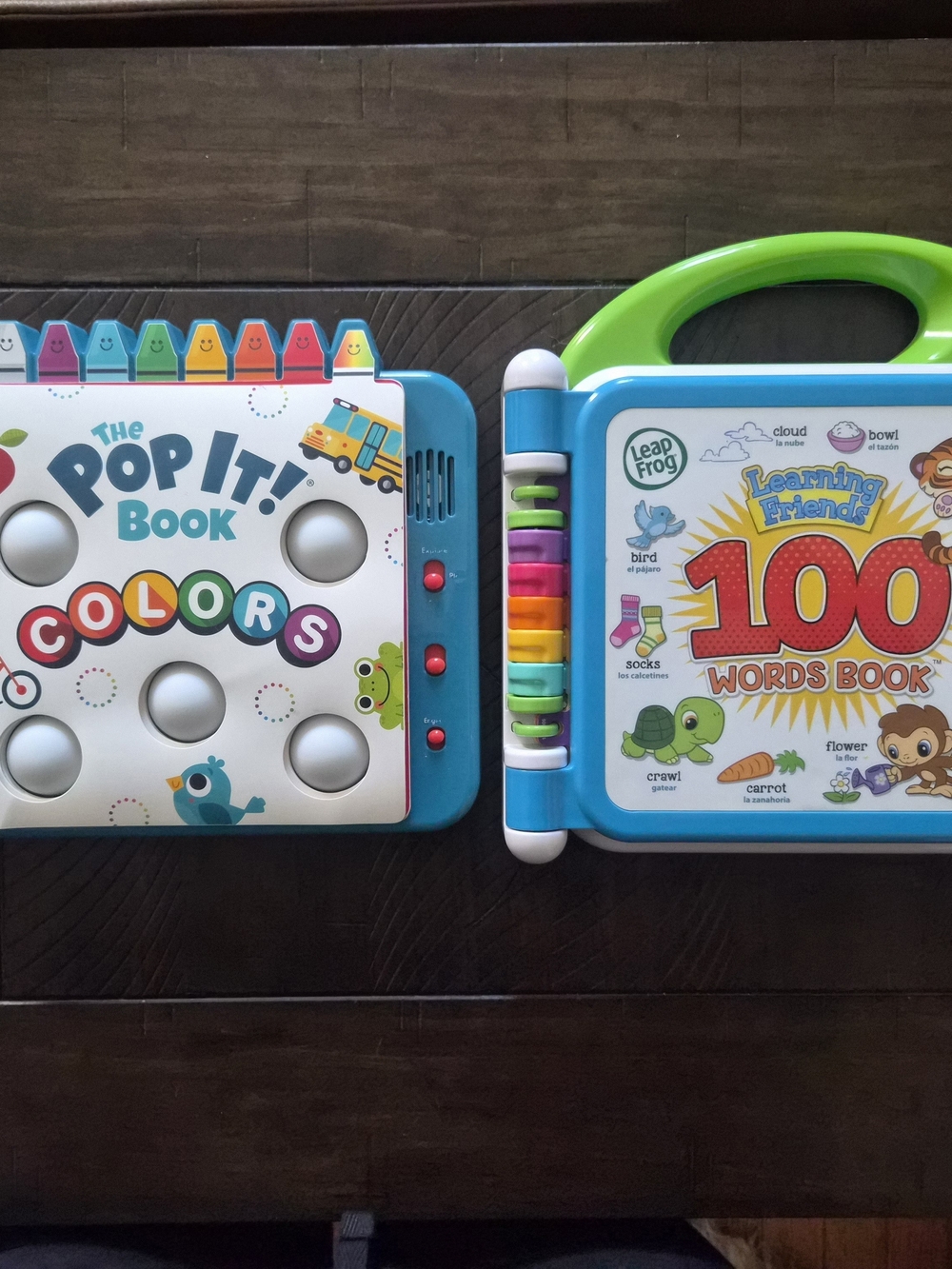 Learning Friends 100 Words Book & Pop It Colors Set - Blue/Green